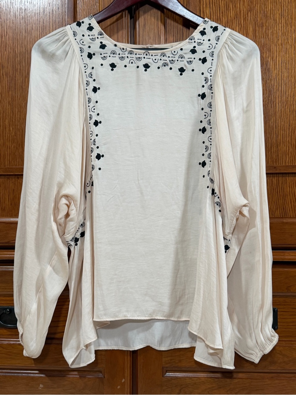 Dolan Anthropologie Lucille Embroidered Peasant Boho Blouse Geometric Balloon
